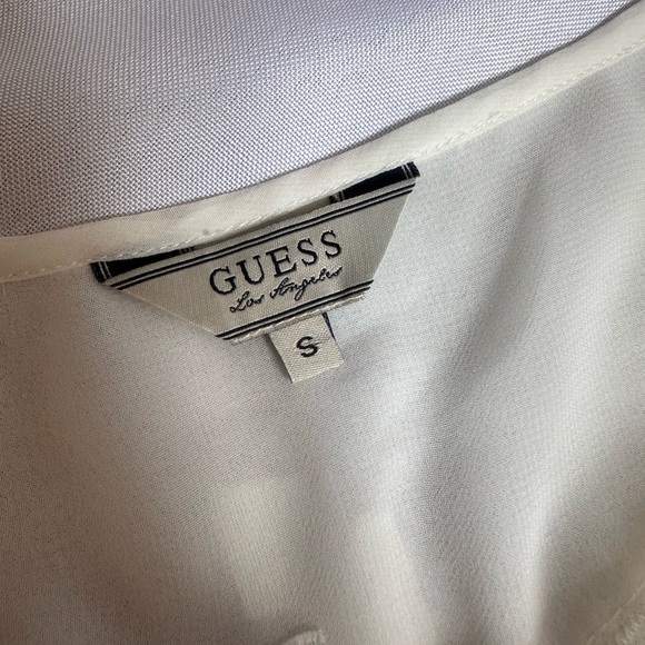 GUESS Sheer Long Sleeve Blouse With Lace Detail - Picture 7 of 8